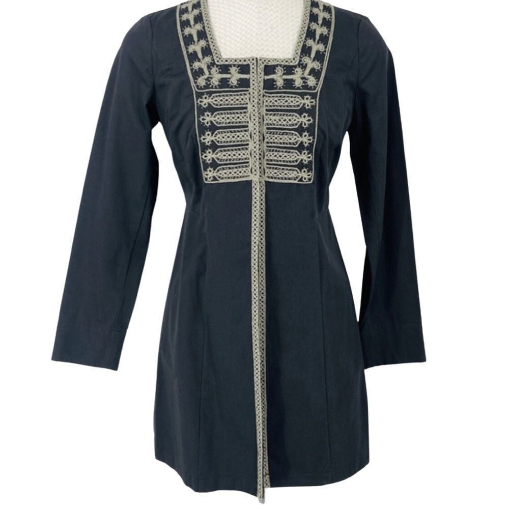CABi Longline Blazer Jacket | Beaded Military-Inspired Gray | Size 2 | NWT